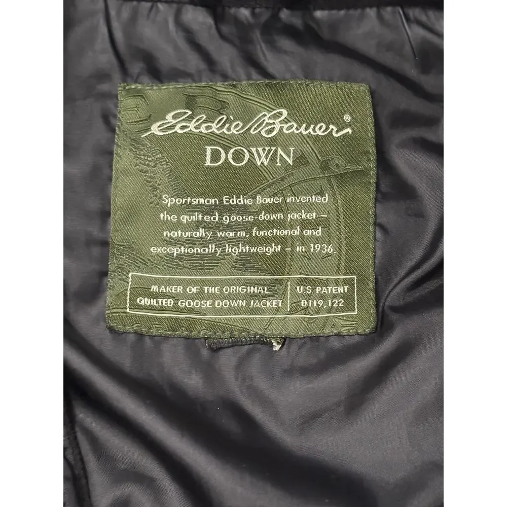 Eddie Bauer Quilted Goose Down Puffer Full Zip Vest Women's Large Black